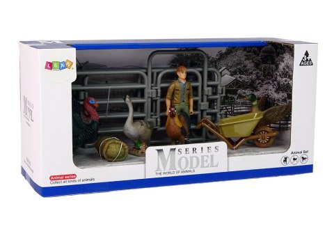 LEAN Toys Duży Zestaw Figurek Farma Wieś Indyk Kura Kogut Taczka 11 elementów