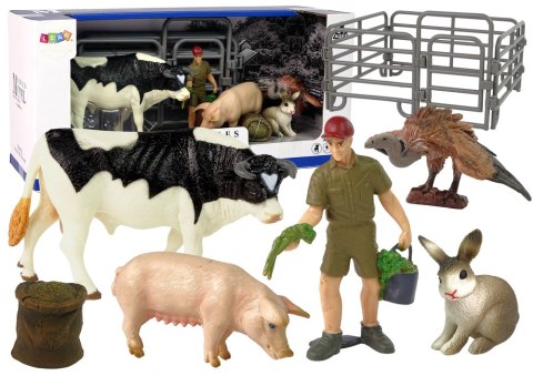 LEAN Toys Duży Zestaw Figurek Farma Wieś Krowa Świnia Zając Sęp