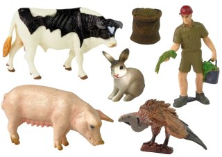 LEAN Toys Duży Zestaw Figurek Farma Wieś Krowa Świnia Zając Sęp