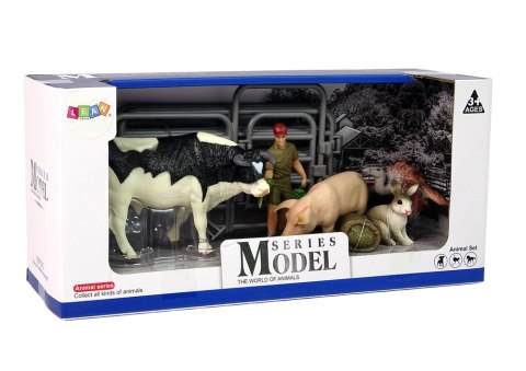 LEAN Toys Duży Zestaw Figurek Farma Wieś Krowa Świnia Zając Sęp