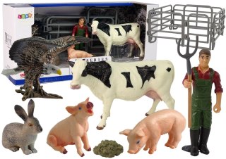 LEAN Toys Duży Zestaw Figurek Wieś Farma 11 Elementów Krowa Świnia Królik