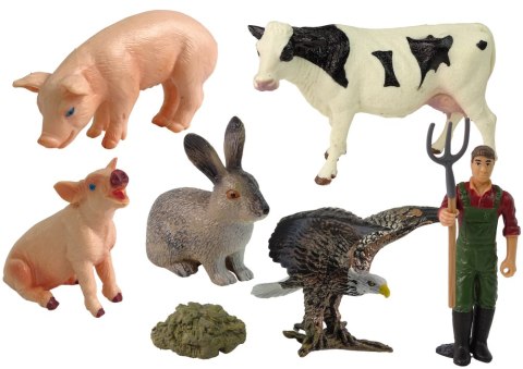 LEAN Toys Duży Zestaw Figurek Wieś Farma 11 Elementów Krowa Świnia Królik