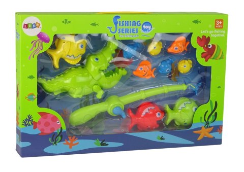 LEAN Toys Gra Zręcznościowa Zestaw Łowienie Rybek Wędka Rybki Krokodyl