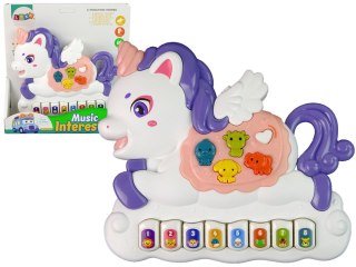 LEAN Toys Interaktywne Pianinko Jednorożec Dźwięk Zwierzątka Odgłosy Melodie Biały