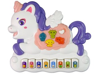LEAN Toys Interaktywne Pianinko Jednorożec Dźwięk Zwierzątka Odgłosy Melodie Biały