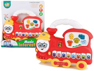 LEAN Toys Interaktywne Pianinko Lokomotywa Dźwięk Zwierzątka Odgłosy Pojazdów Melodie Czerwony