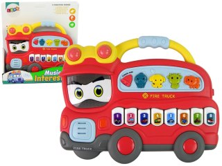 LEAN Toys Interaktywne Pianinko Straż Pożarna Dźwięk Zwierzątka Odgłosy Pojazdów Melodie Czerwona