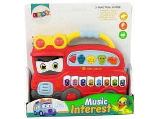 LEAN Toys Interaktywne Pianinko Straż Pożarna Dźwięk Zwierzątka Odgłosy Pojazdów Melodie Czerwona