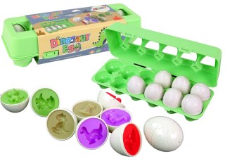LEAN Toys Jaja Dinozaura Edukacyjny Sorter 12 Jaj Układanka Kształty