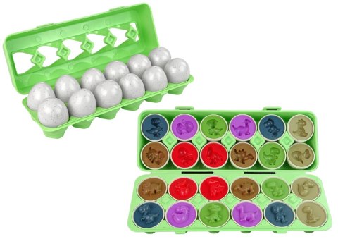 LEAN Toys Jaja Dinozaura Edukacyjny Sorter 12 Jaj Układanka Kształty