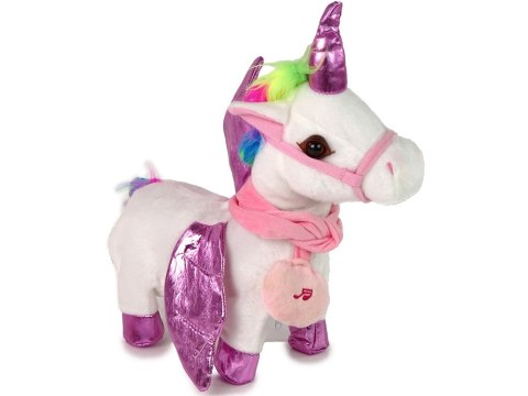 LEAN Toys Konik Maskotka Interaktywna Jednorożec Biały Różowe Skrzydła