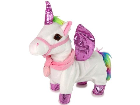 LEAN Toys Konik Maskotka Interaktywna Jednorożec Biały Różowe Skrzydła