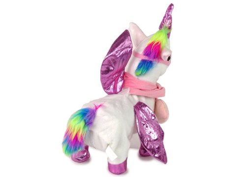 LEAN Toys Konik Maskotka Interaktywna Jednorożec Biały Różowe Skrzydła