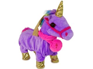 LEAN Toys Konik Maskotka Interaktywna Jednorożec Fioletowy Złote Skrzydła