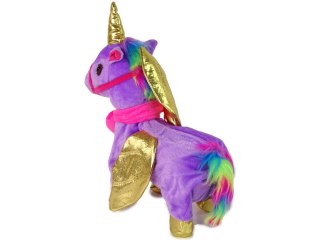 LEAN Toys Konik Maskotka Interaktywna Jednorożec Fioletowy Złote Skrzydła