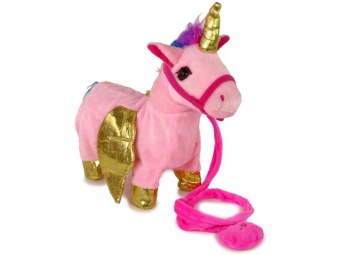 LEAN Toys Konik Maskotka Interaktywna Koń Różowy Złote Skrzydła Muzyka