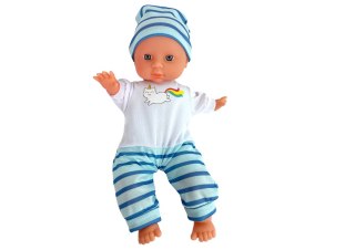 LEAN Toys Lalka Bobas Niebieska Piżama w Paski 30 cm