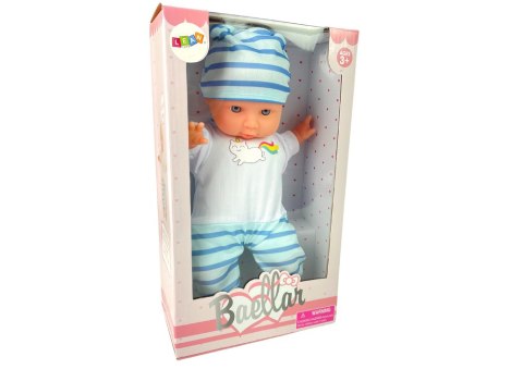 LEAN Toys Lalka Bobas Niebieska Piżama w Paski 30 cm