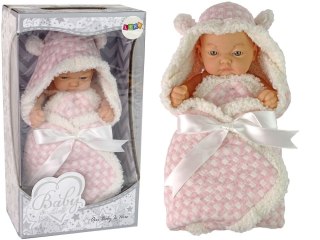 LEAN Toys Lalka Słodki Bobas Becik Różowy Kokardka