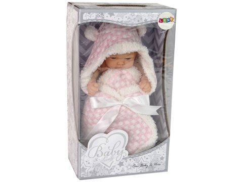 LEAN Toys Lalka Słodki Bobas Becik Różowy Kokardka