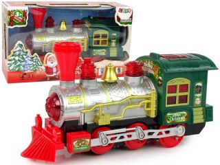 LEAN Toys Lokomotywa Świąteczna Światła Dźwięk Zielona Na Baterie