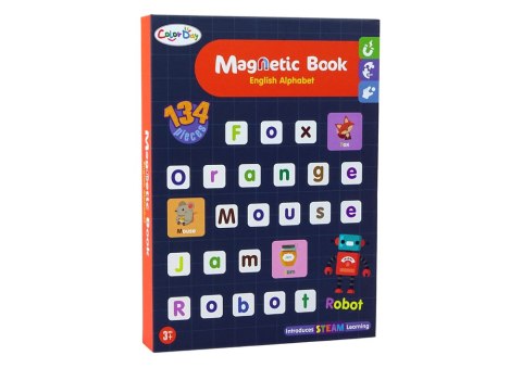 LEAN Toys Magnetyczna Układanka Książka Angielski Alfabet Obrazki