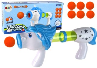 LEAN Toys Pistolet Wyrzutnia na Miękkie Kulki Jednorożec Niebieski Różowy