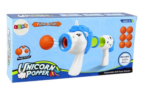 LEAN Toys Pistolet Wyrzutnia na Miękkie Kulki Jednorożec Niebieski Różowy