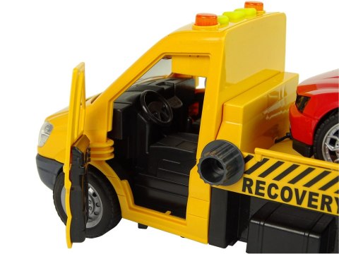 LEAN Toys Samochód Transportowy Laweta Autko Rampa Pomoc Dźwięki Światła