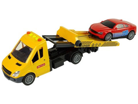 LEAN Toys Samochód Transportowy Laweta Autko Rampa Pomoc Dźwięki Światła