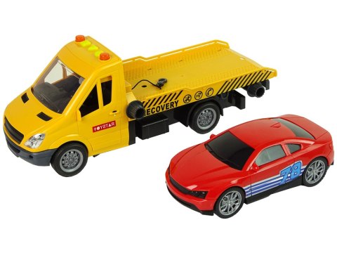 LEAN Toys Samochód Transportowy Laweta Autko Rampa Pomoc Dźwięki Światła