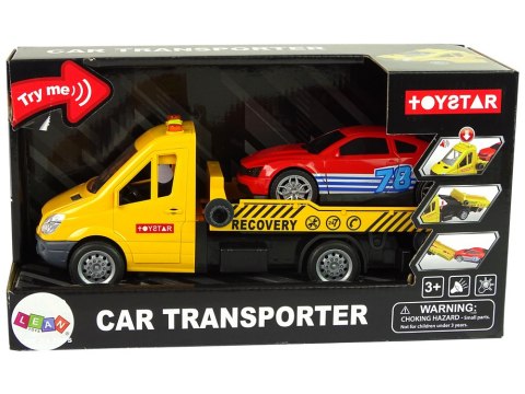 LEAN Toys Samochód Transportowy Laweta Autko Rampa Pomoc Dźwięki Światła