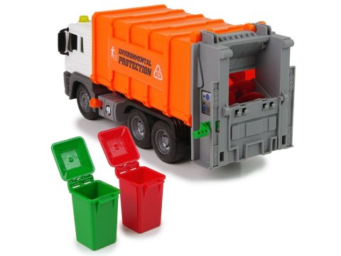 LEAN Toys Śmieciarka Napęd Frykcyjnym Efekty Dźwiękowe Pomarańczowa 1:16 Segregowanie
