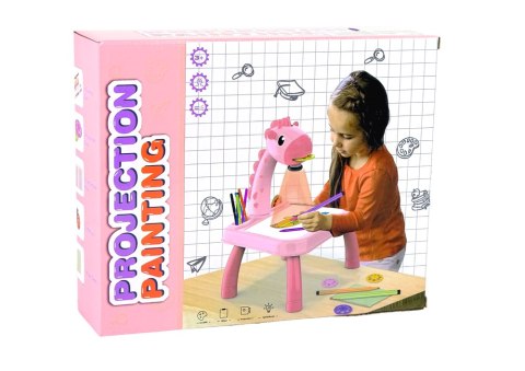 LEAN Toys Tablica Projektor Rzutnik Do Nauki Rysowania Dinozaur Różowy