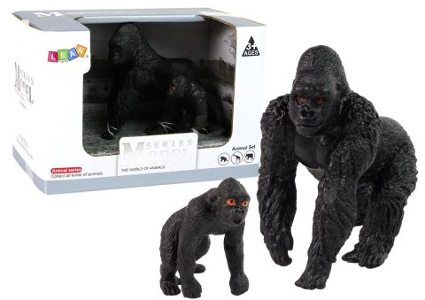 LEAN Toys Zestaw 2 Figurek Goryle Goryl z Młodym Zwierzęta Świata
