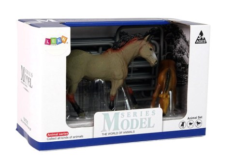LEAN Toys Zestaw 2 Figurek Konie Zagroda Figurka Koń Rasy Capricorn