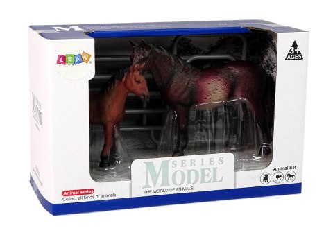 LEAN Toys Zestaw 2 Figurek Konie Zagroda Figurka Koń Źrebak