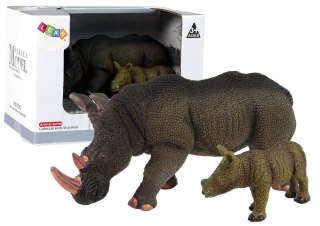 LEAN Toys Zestaw 2 Figurek Nosorożec z Młodym Nosorożce