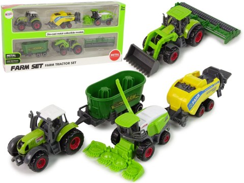 LEAN Toys Zestaw 6 Pojazdów Rolniczych Traktor Kombajn Metalowe Elementy