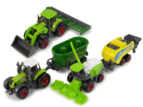 LEAN Toys Zestaw 6 Pojazdów Rolniczych Traktor Kombajn Metalowe Elementy