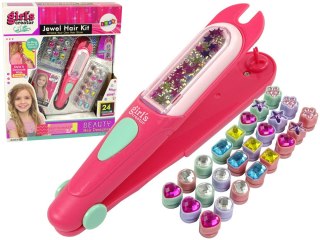 LEAN Toys Zestaw Biżuteria Ozdoby Do Włosów Aplikator Koraliki 24 El.