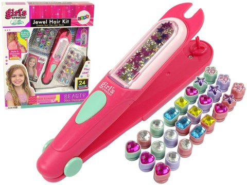 LEAN Toys Zestaw Biżuteria Ozdoby Do Włosów Aplikator Koraliki 24 El.