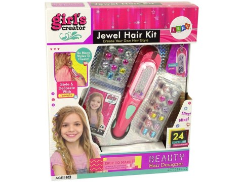 LEAN Toys Zestaw Biżuteria Ozdoby Do Włosów Aplikator Koraliki 24 El.