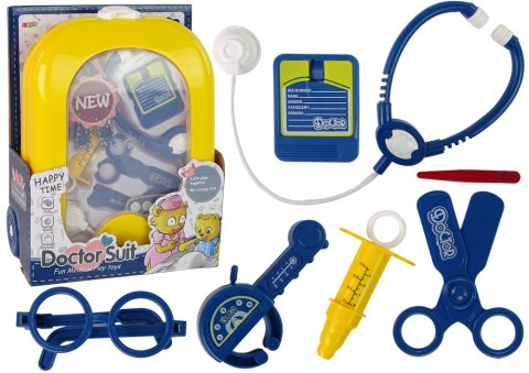 LEAN Toys Zestaw Lekarski w Plecaku Doktor Stetoskop Nożyczki Żółty