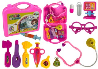 LEAN Toys Zestaw Małego Lekarza Walizka Różowa Stetoskop
