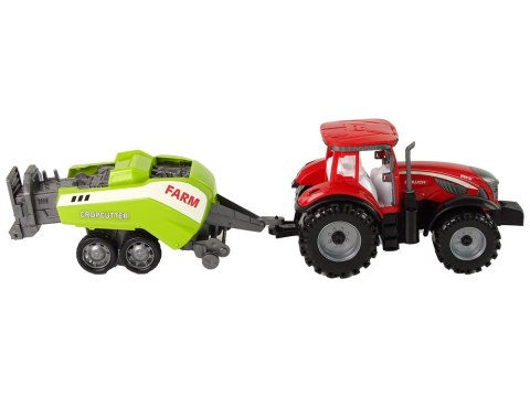 LEAN Toys Czerwony Ciągnik Rolniczy z Zielonym Siewnikiem Napęd Frykcyjny