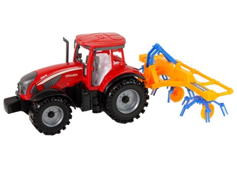 LEAN Toys Czerwony Ciągnik ze Zgrabiarką Napęd Frykcyjny