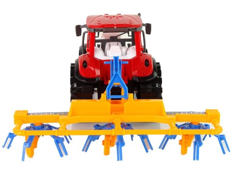 LEAN Toys Czerwony Ciągnik ze Zgrabiarką Napęd Frykcyjny