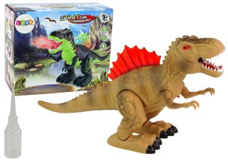 LEAN Toys Dinozaur Zieje Ogniem Para Wodna Świeci Na Baterie Brązowy
