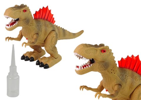 LEAN Toys Dinozaur Zieje Ogniem Para Wodna Świeci Na Baterie Brązowy